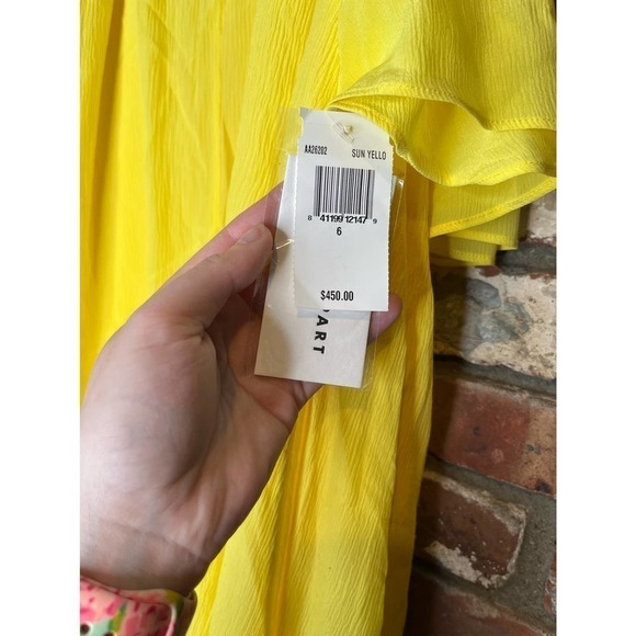 APIECE Apart Yellow Appolonia Silk Cold Shoulder Dress Size 6 NWT - Picture 4 of 6